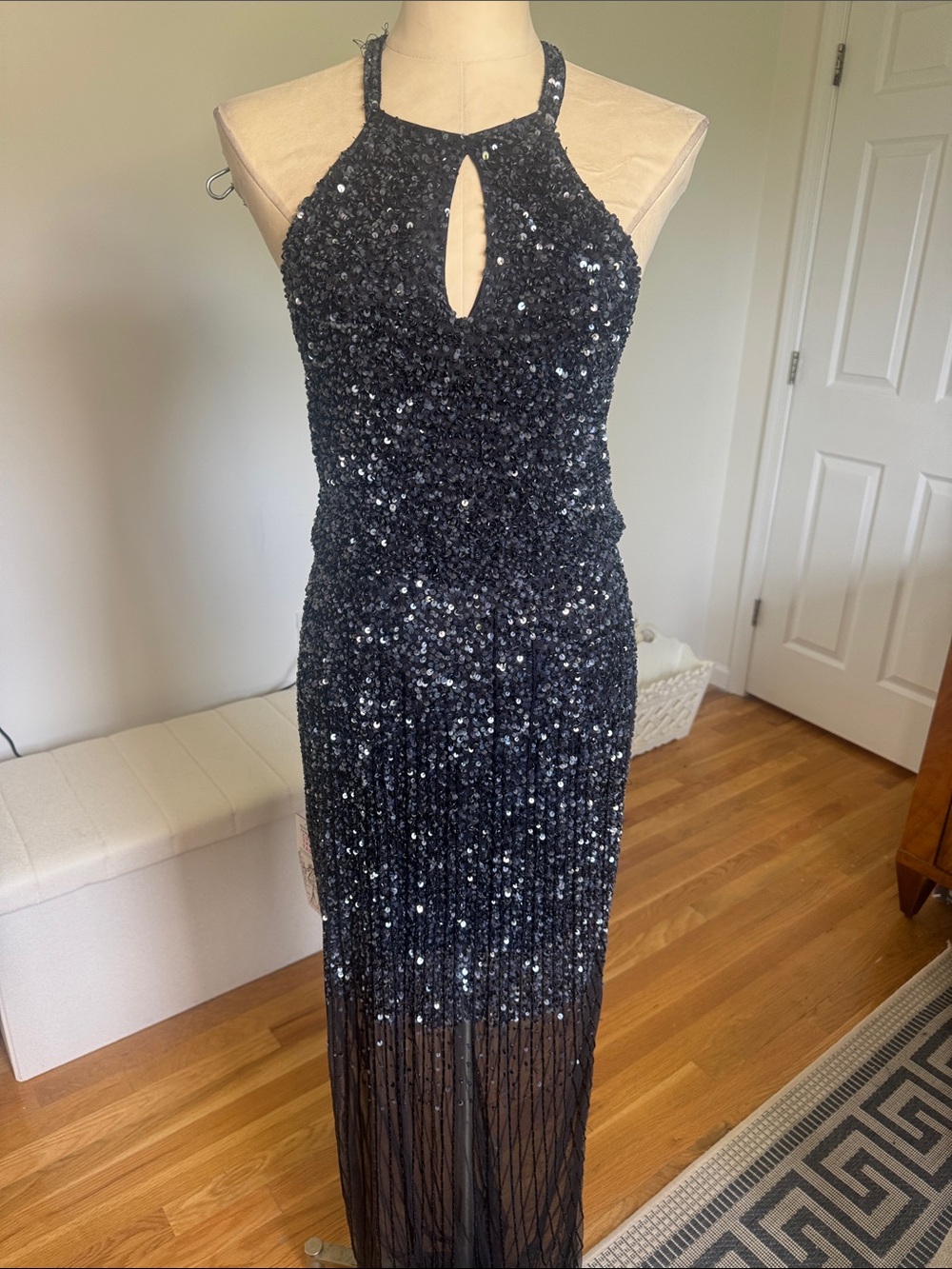 Parker Black Sequin Evening gown
